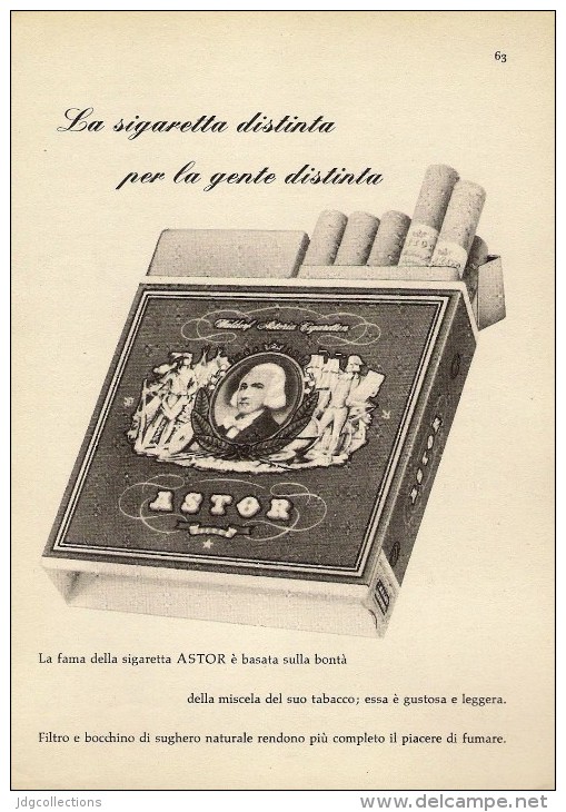 # ASTOR CIGARETTES Deutschland 1950s Advert Pubblicità Publicitè Reklame Sigarette Cigarrillos Zigaretten Tabak - Other & Unclassified