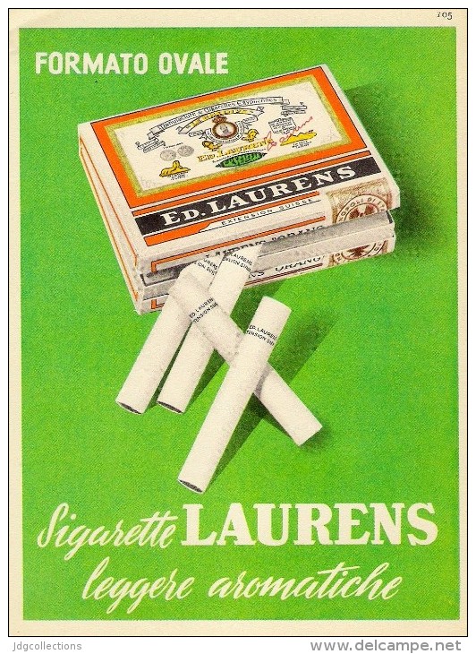 # ED.LAURENS CIGARETTES NEDERLAND 1950s Advert Pubblicità Publicitè Reklame Sigarette Cigarrillos Zigaretten Tabak - Autres & Non Classés