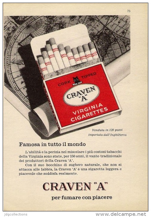 # CRAVEN A CIGARETTES U.K. ENGLAND 1950s Advert Pubblicità Publicitè Reklame Sigarette Cigarrillos Zigaretten Tabak - Andere & Zonder Classificatie