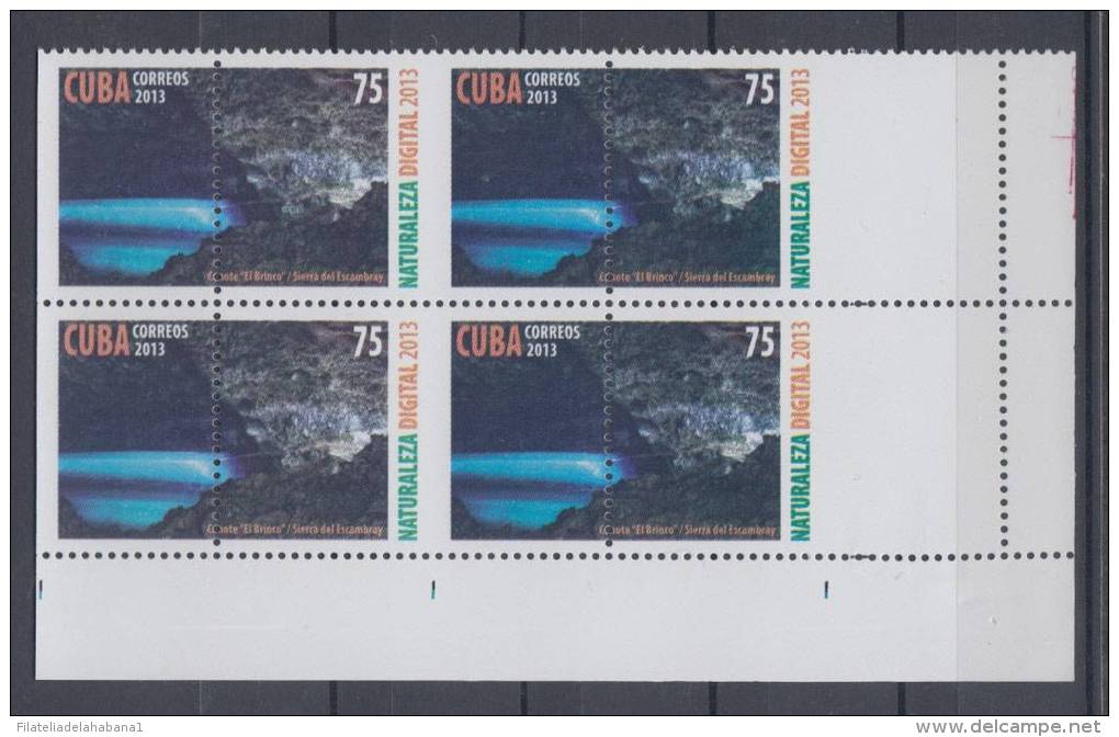 2013.92 CUBA 2013 MNH BLOQUE DE 4. ERROR PERFORACION. PERFORATION ERROR. NATURALEZA DIGITAL. - Non Dentelés, épreuves & Variétés