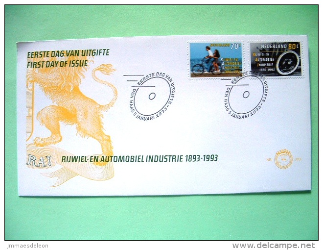 Netherlands 1993 FDC Cover - Bicycle And Motor Industry - Cars - Lion Illustration - Lettres & Documents