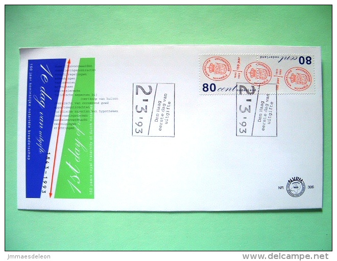 Netherlands 1993 FDC Cover - Notaries Association - Laws - Brieven En Documenten