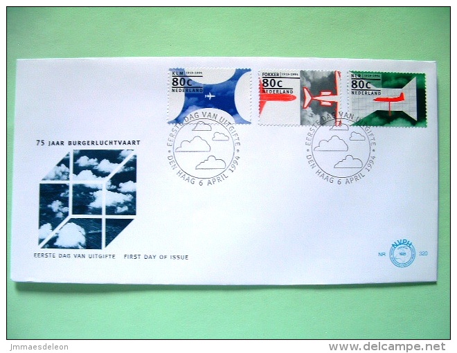 Netherlands 1994 FDC Cover - Aviation - Plane - Wind Tunnel - Clouds - Brieven En Documenten