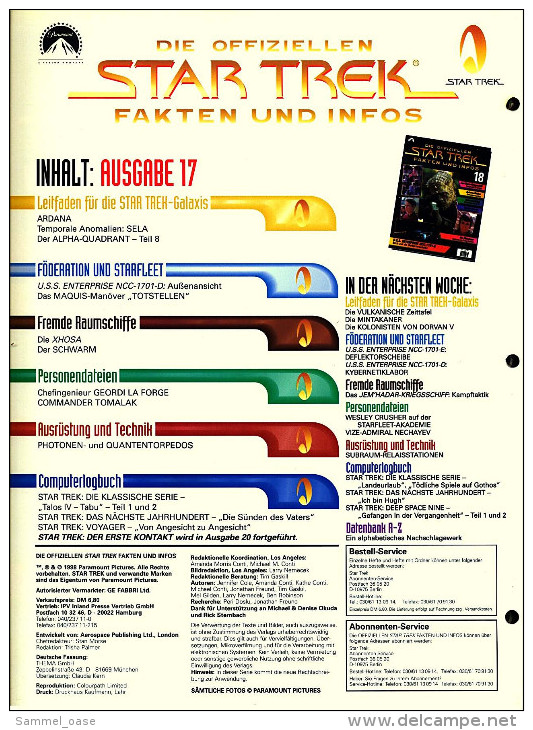 Zeitschrift  Die Offiziellen STAR TREK Fakten Und Infos -  Heft 17 / 1998  -  Die Waffensysteme Der Zukunft - Film & TV