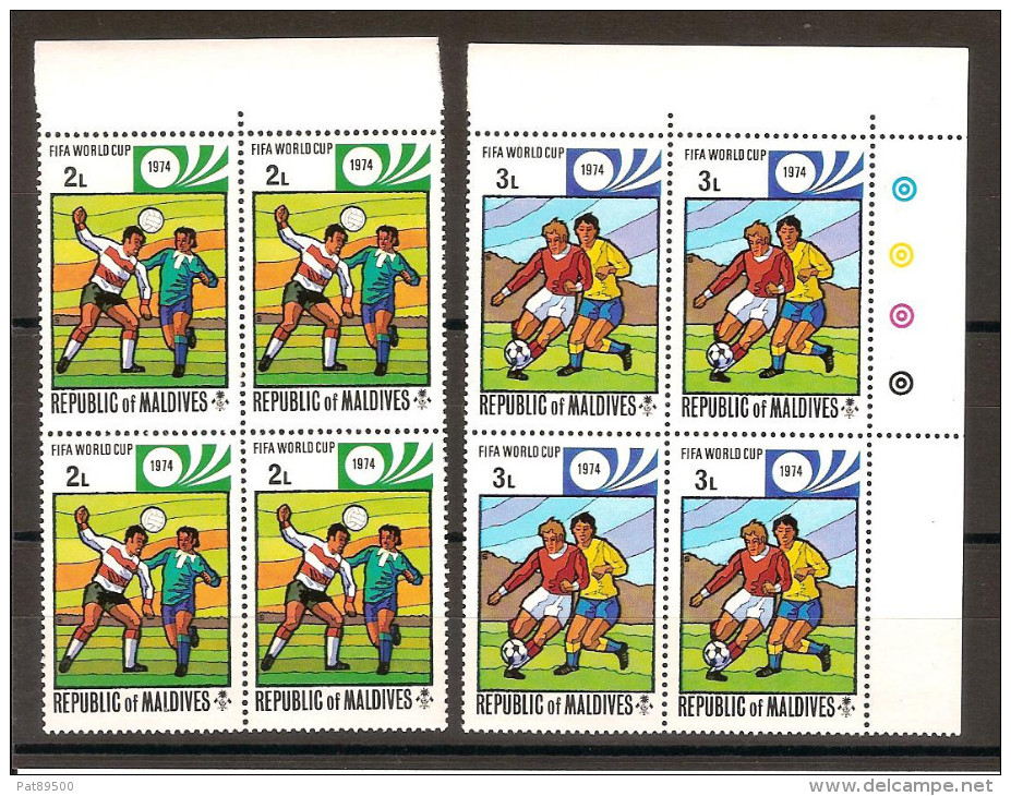 FOOTBALL Munich 1974 / MALDIVES Lot De 2 Blocs Neufs ** De 4 Timbres - 1974 – Germania Ovest