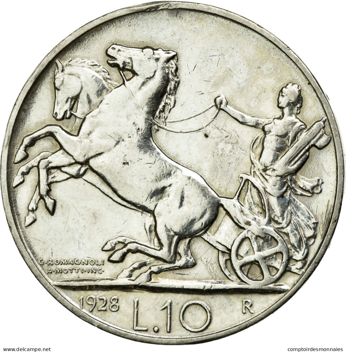 Monnaie, Italie, Vittorio Emanuele III, 10 Lire, 1928, Rome, TTB, Argent - 1900-1946 : Victor Emmanuel III & Umberto II