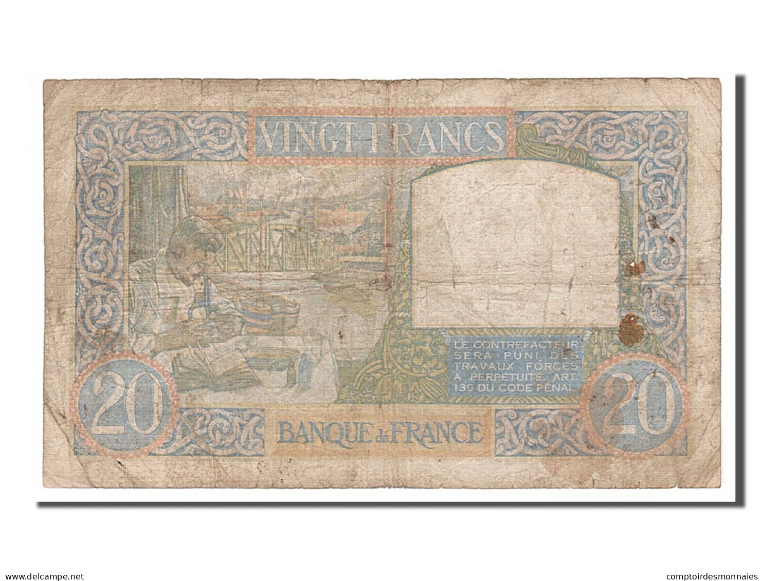 Billet, France, 20 Francs, 20 F 1939-1942 ''Science Et Travail'', 1940 - 20 F 1939-1942 ''Science Et Travail''