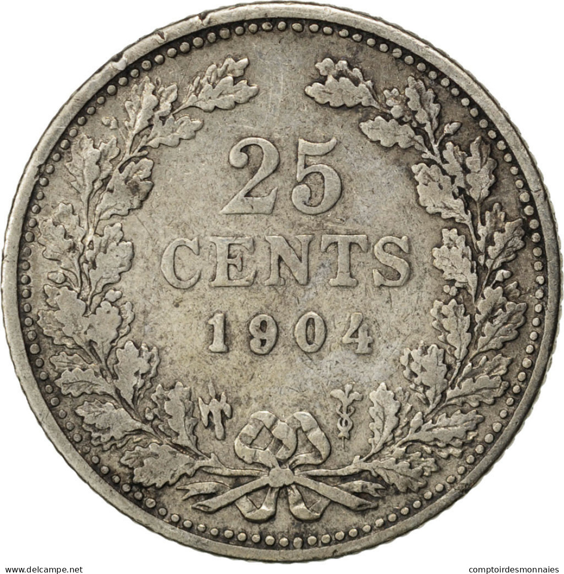 Monnaie, Pays-Bas, Wilhelmina I, 25 Cents, 1904, TTB, Argent, KM:120.2 - 25 Centavos