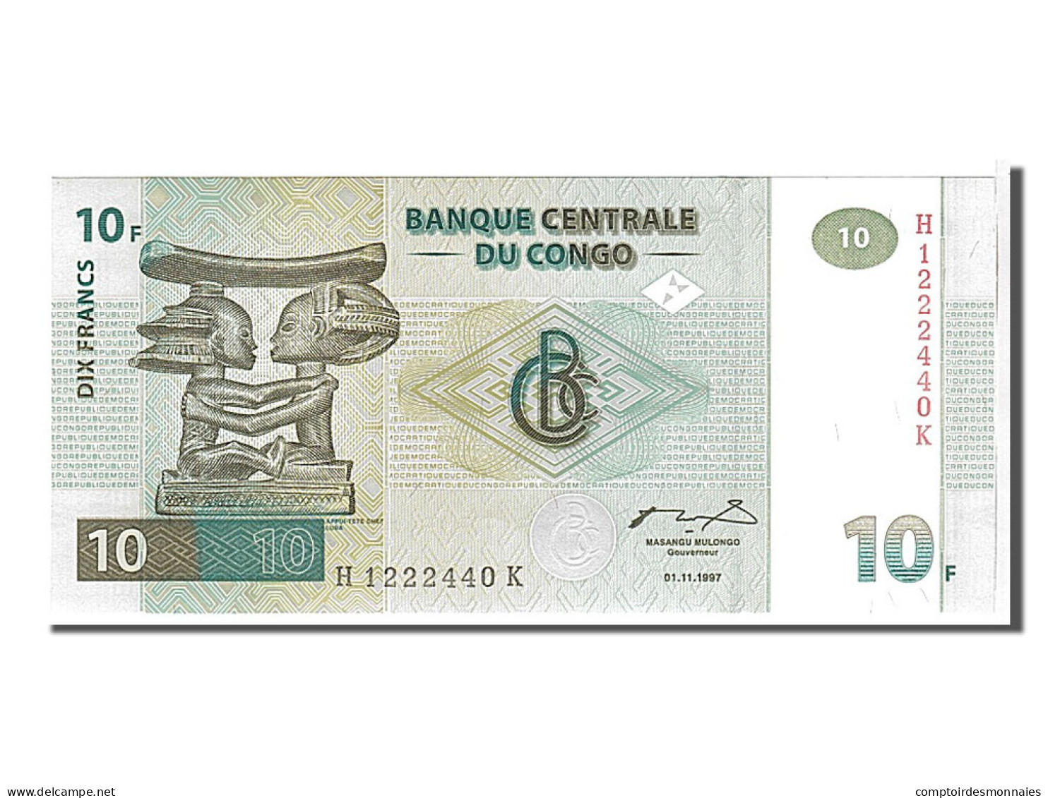 Billet, Congo Democratic Republic, 10 Francs, 1997, KM:87b, NEUF - République Démocratique Du Congo & Zaïre