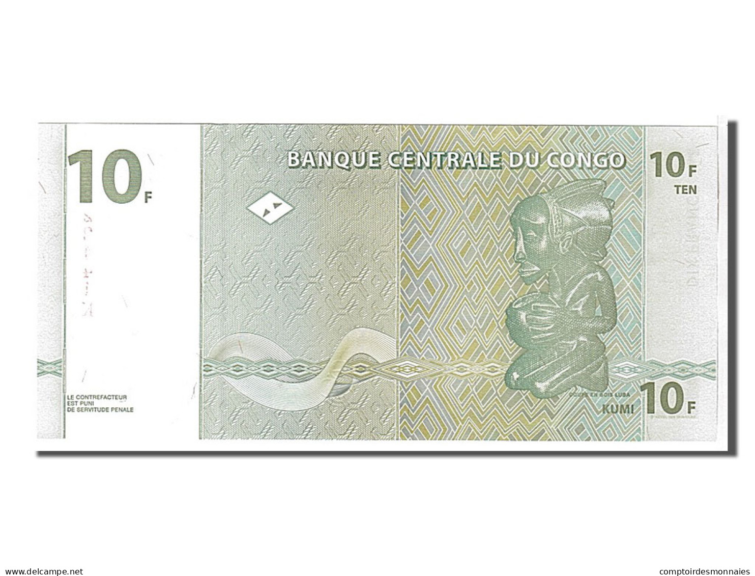 Billet, Congo Democratic Republic, 10 Francs, 1997, KM:87b, NEUF - République Démocratique Du Congo & Zaïre