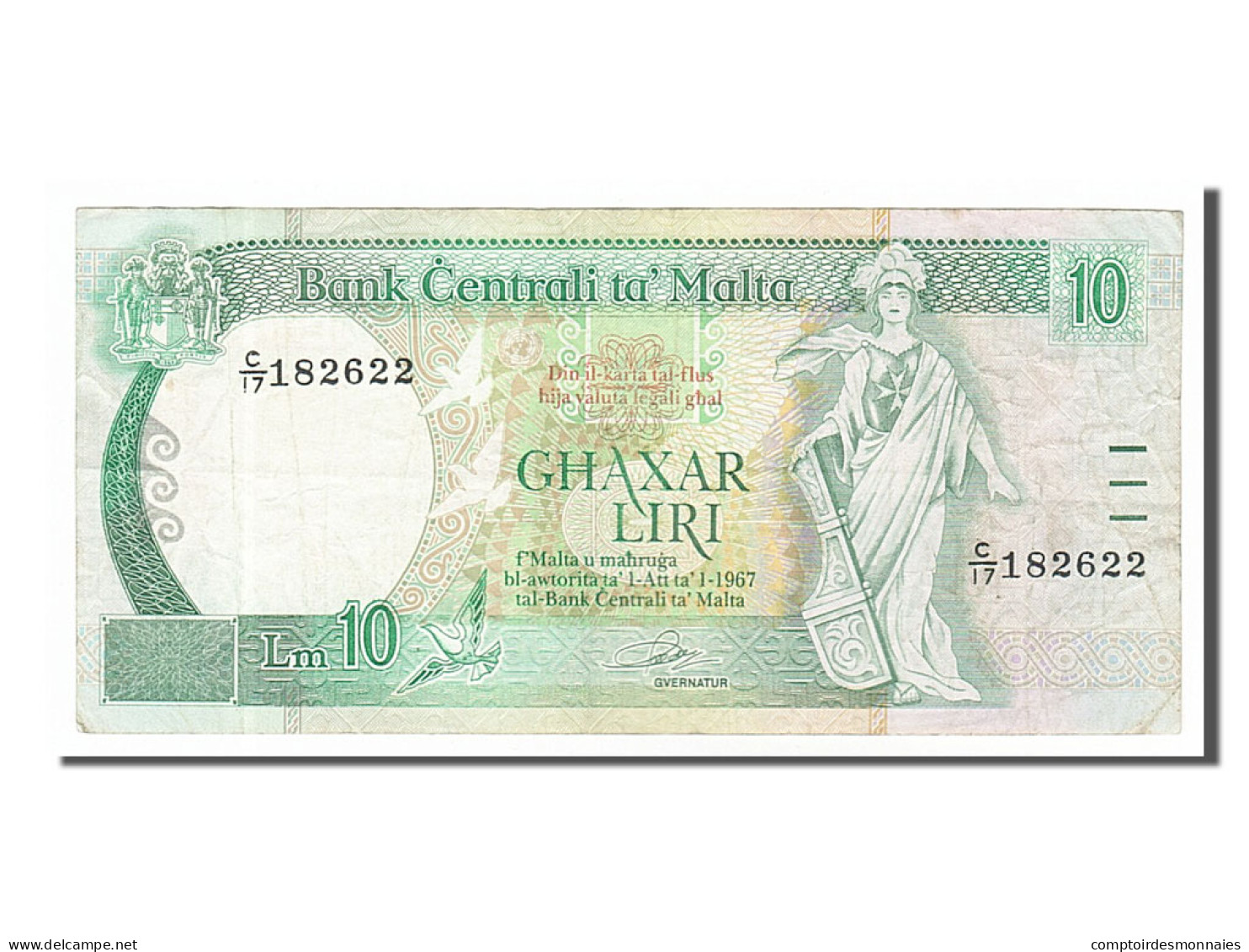 Billet, Malte, 10 Liri, 1989, TTB - Malta