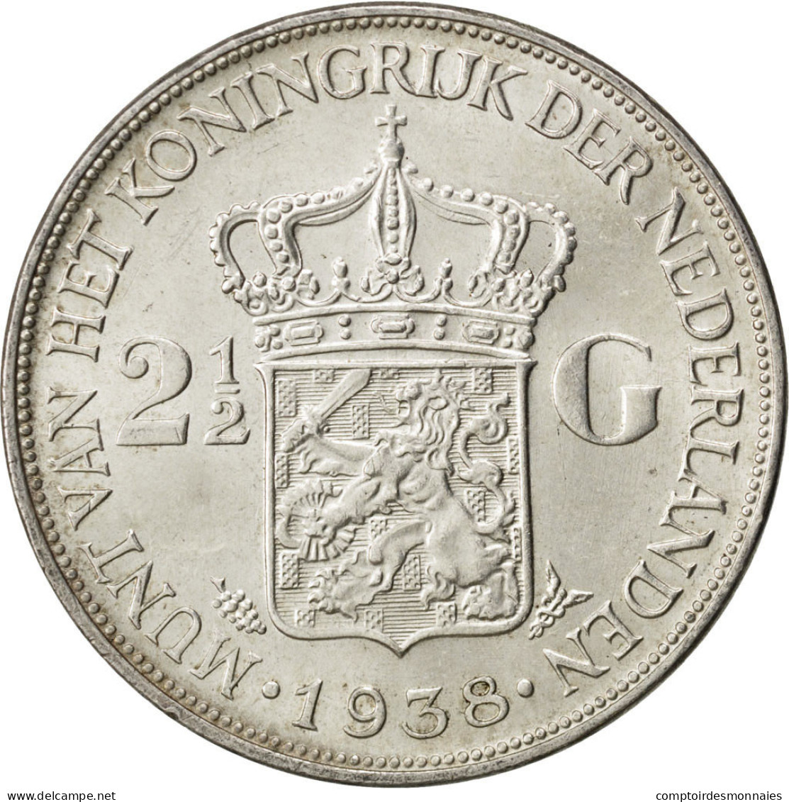 Monnaie, Pays-Bas, Wilhelmina I, 2-1/2 Gulden, 1938, SUP, Argent, KM:165 - 2 1/2 Florín Holandés (Gulden)