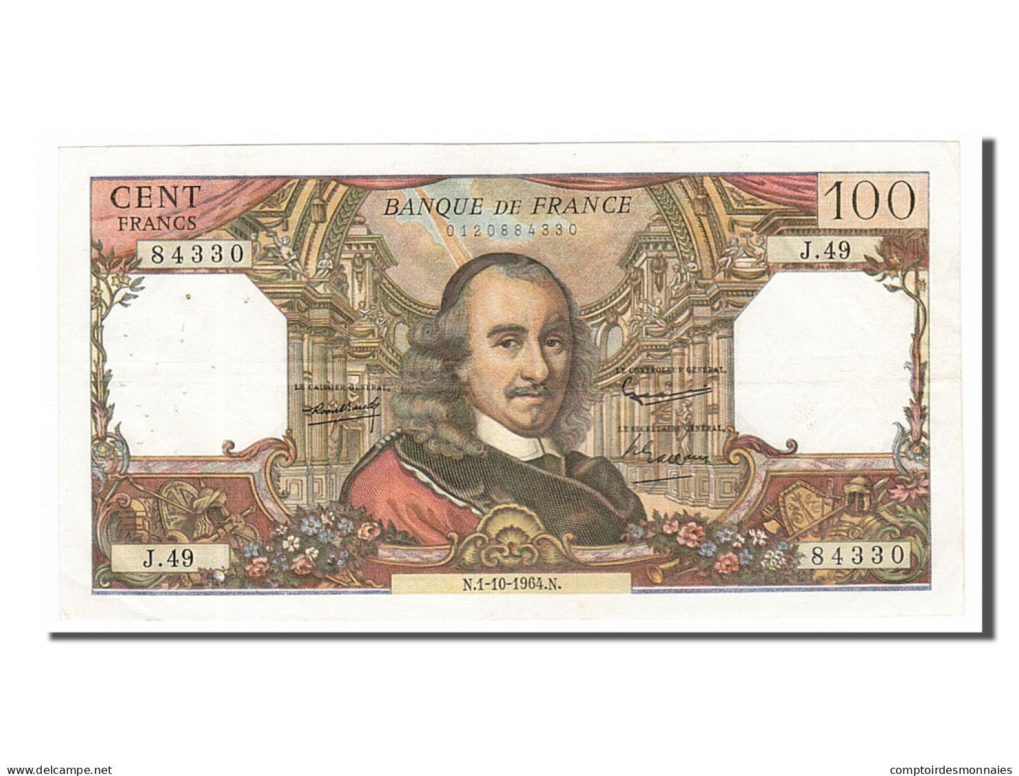 Billet, France, 100 Francs, 100 F 1964-1979 ''Corneille'', 1964, 1964-10-01 - 100 F 1964-1979 ''Corneille''