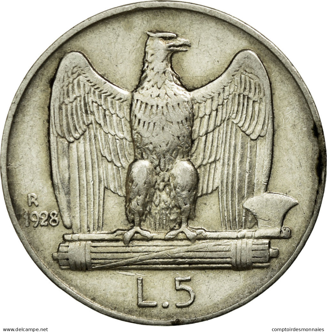 Monnaie, Italie, Vittorio Emanuele III, 5 Lire, 1928, Rome, TTB, Argent, KM:67.1 - 1900-1946 : Victor Emmanuel III & Umberto II