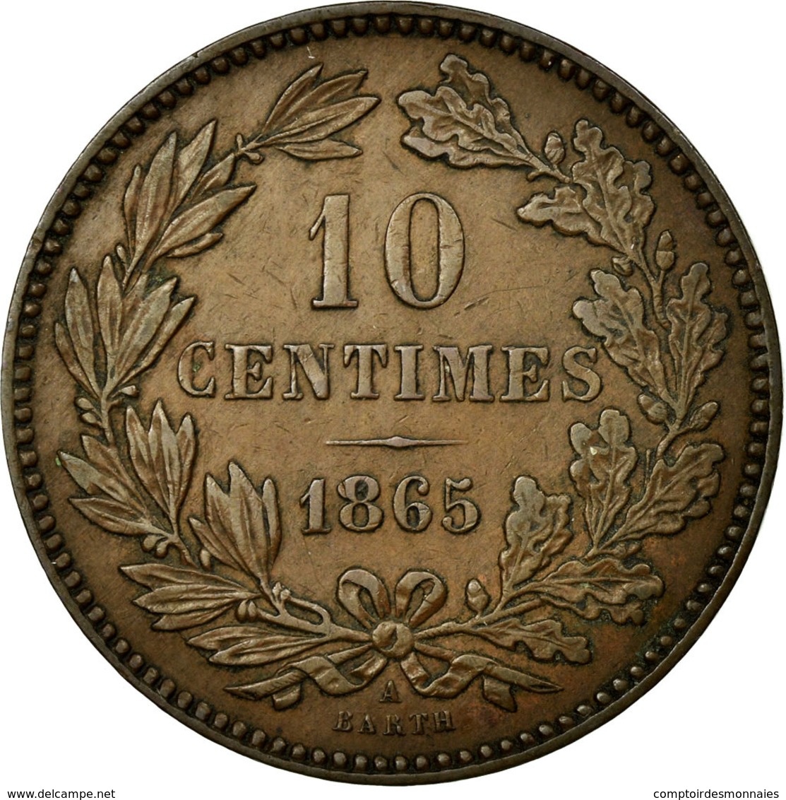 Monnaie, Luxembourg, William III, 10 Centimes, 1865, Paris, SUP, Bronze, KM:23.2 - Luxembourg