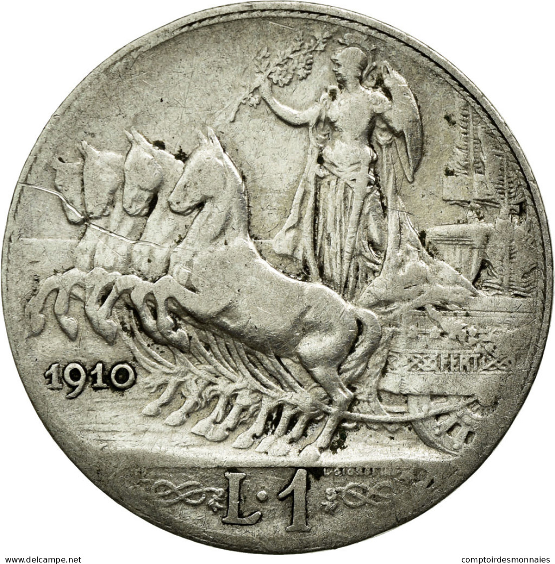 Monnaie, Italie, Vittorio Emanuele III, Lira, 1910, Rome, TB, Argent, KM:45 - 1900-1946 : Victor Emmanuel III & Umberto II