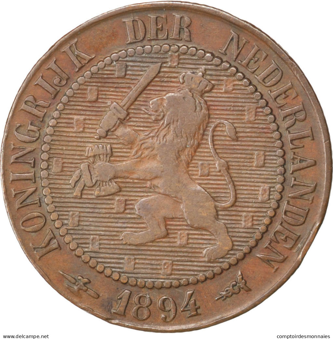 Monnaie, Pays-Bas, Wilhelmina I, 2-1/2 Cent, 1894, TTB, Bronze, KM:108.2 - 2.5 Cent