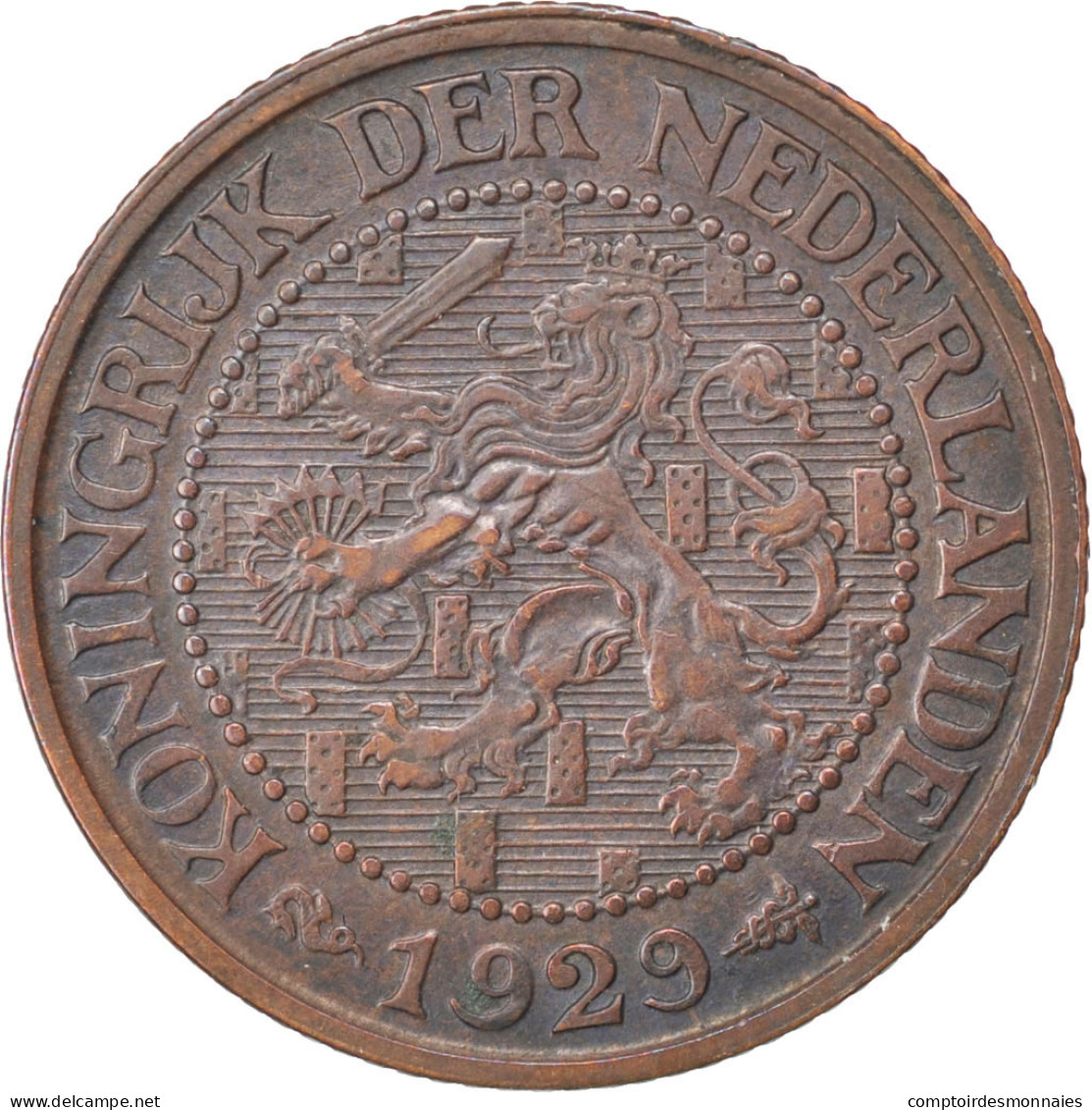 Pays-Bas, Wilhelmina I, 2-1/2 Cent, 1929, Bronze, TTB+, KM:150 - 2.5 Centavos