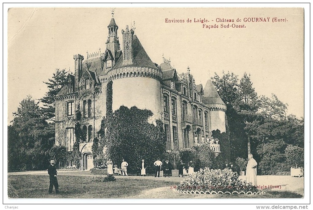 Cpa: 27 Environs De Laigle GOURNAY LE GUERIN (ar: Evreux) Le Château, Façade Sud Oest (animée) N° 558 - Other & Unclassified