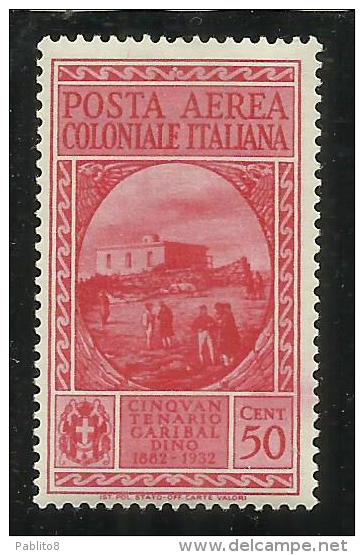 COLONIE ITALIANE EMISSIONI GENERALI 1932 GARIBALDI POSTA AEREA AIR MAIL 50 CENT. MNH - Emissions Générales