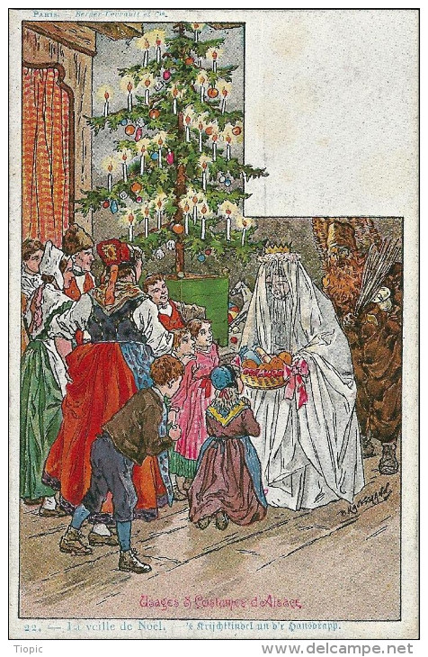 Illustrateur   KAUFFMANN    -  La  Veille De  Noel  - .  Usages Et  Costumes D´ Alsace. - Kauffmann, Paul