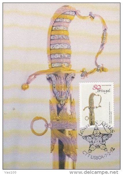 PORTUGAL ROYAL SWORD, HILT, CM, MAXICARD, CARTES MAXIMUM, 1992, PORTUGAL - Cartes-maximum (CM)