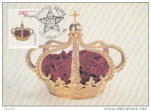 PORTUGAL ROYAL JEWELRY, CROWN, CM, MAXICARD, CARTES MAXIMUM, 1992, PORTUGAL - Cartes-maximum (CM)