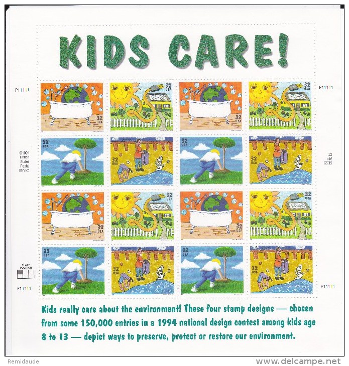 USA - 1994 - FEUILLE MiNr. 2553/6 ** - PROTECTION DE L'ENFANCE - KIDS CARE - Ongebruikt