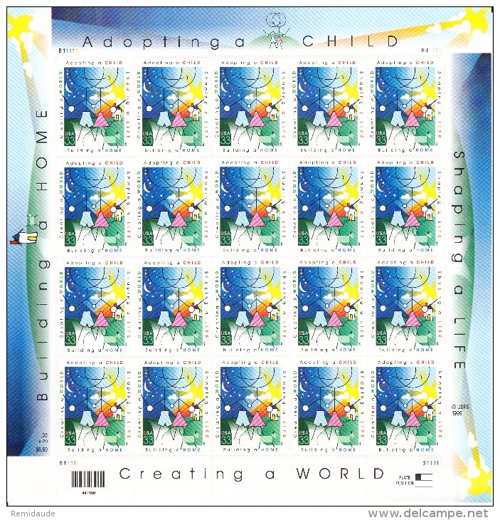 USA - 2000 - FEUILLE MiNr. 3308 ** - ENFANCE - ADOPTING A CHILD - Unused Stamps