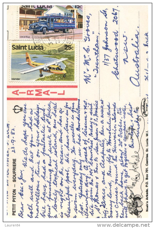 (PH 9) St Lucia To Australia - Petit Piton Soufriere - Santa Lucía