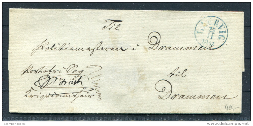 1852 Norway Laurvig - Drammen Prestamp Wrapper - ...-1855 Prefilatelia