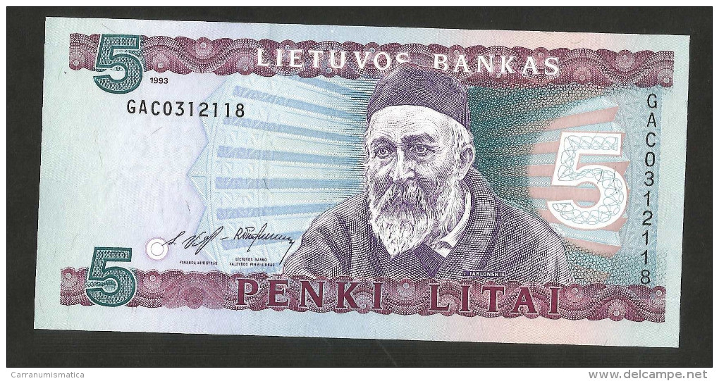 [NC] LITHUANIA - LIETUVOS BANKAS - 5 LITAI (1993) - Litauen