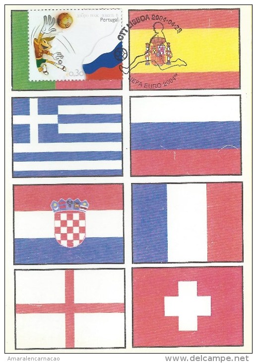 CARTE MAXIMUM - MAXICARD - MAXIMUM CARD - PORTUGAL - EURO 2004 - GROUPE A - RUSSIE - DRAPEAU - Cartes-maximum (CM)