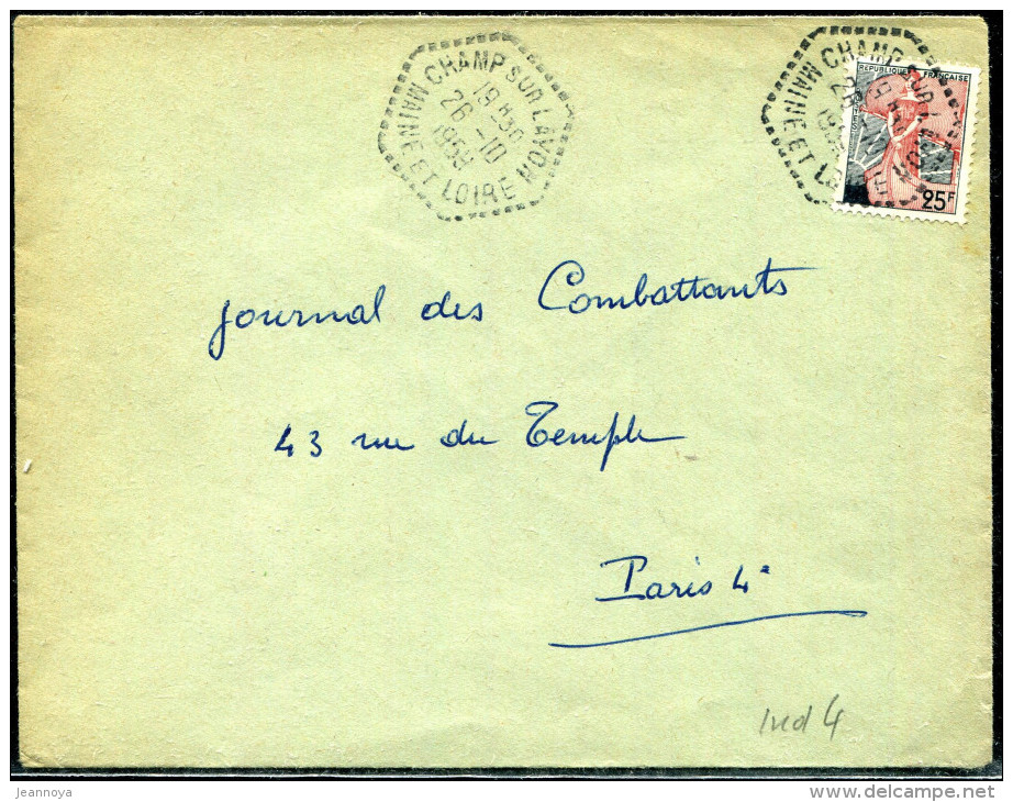 FRANCE - MARIANNE A LA NEF - N° 1216 / LETTRE DE CHAMP / LAYON LE 26/10/1959, POUR PARIS - TB - 1959-1960 Marianna Alla Nef