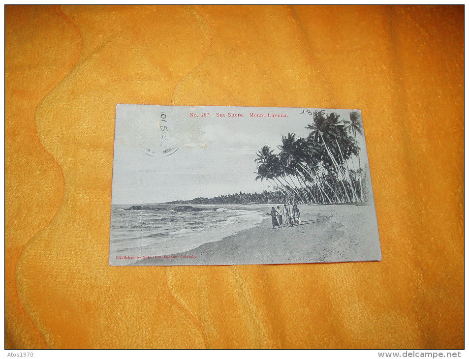 CARTE POSTALE ANCIENNE DE 1905 ?. CIRCULEE / N°137. SEA SHORE. MOUNT LAVINIA CEYLON (CEYLAN). A PARIS / CACHETS. - Sri Lanka (Ceylon)