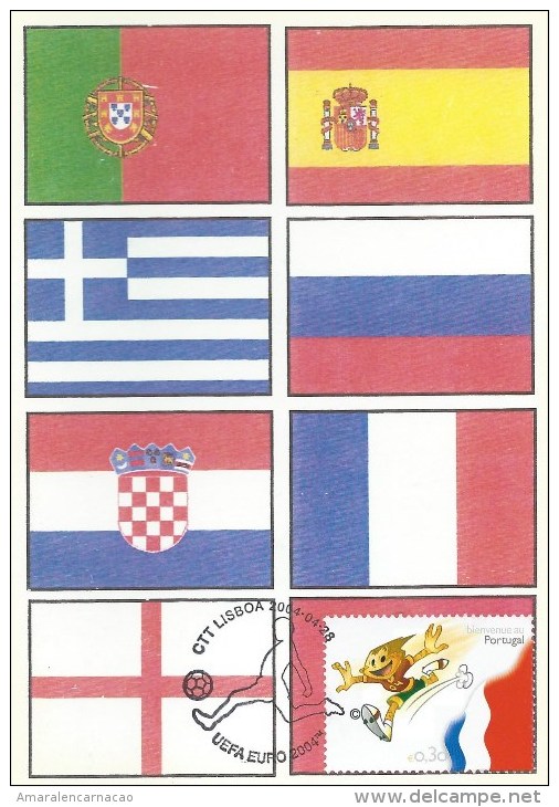 CARTE MAXIMUM - MAXICARD - MAXIMUM CARD - PORTUGAL - EURO 2004 - GROUPE B - FRANCE  - DRAPEAU - Maximum Cards & Covers