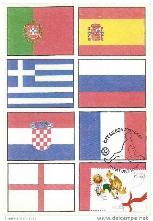 CARTE MAXIMUM - MAXICARD - MAXIMUM CARD - PORTUGAL - EURO 2004 - GROUPE B - ANGLATERRE  - DRAPEAU - Cartes-maximum (CM)