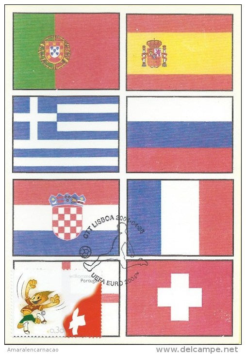 CARTE MAXIMUM - MAXICARD - MAXIMUM CARD - PORTUGAL - EURO 2004 - GROUPE B - SUISSE - DRAPEAU - Maximum Cards & Covers