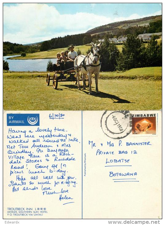 Troutbeck Inn Hotel Motel, Inyanga, Umtali, Zimbabwe Postcard Posted To Botswana 1980 Stamp - Zimbabwe