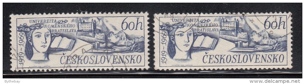 Czechoslovakia Scott #1610 60h Muse, Book, Castle Variety: Line In Cloud To Right Of Castle POFIS #1751 DV 13/2 - Plaatfouten En Curiosa