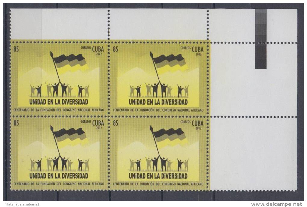 2012.60 CUBA 2012 MNH BLOQUE 4 . ERROR DE PERFORACION. PERFORATION ERROR. WHITHOUT COLORS . CONGRESO NACIONAL AFRICANO. - Imperforates, Proofs & Errors