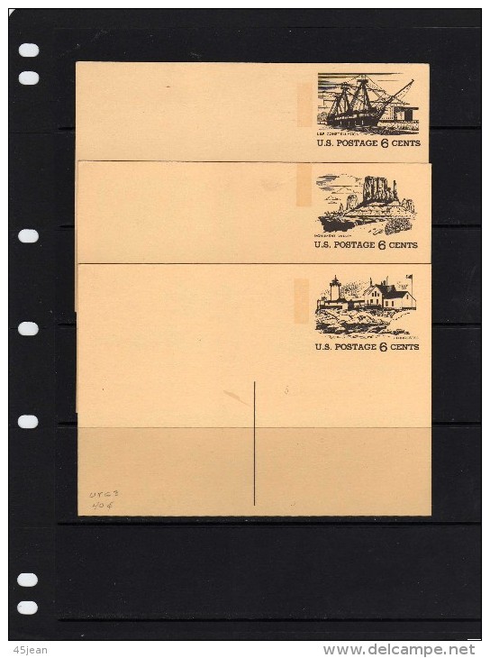 U.S.A: 1972 Petit Lot De 5 Entiers Cartes Neufs Année Du Tourisme Timbres Repiquage Et Illustration Sites Touristiques - 1941-60