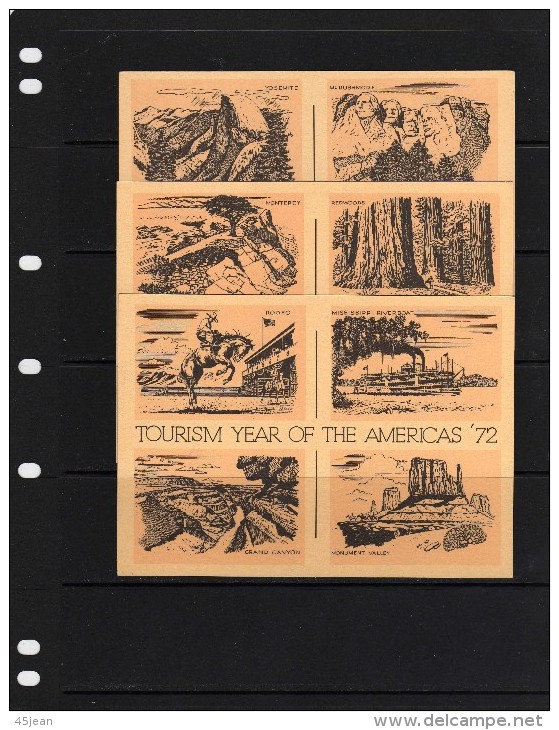 U.S.A: 1972 Petit Lot De 5 Entiers Cartes Neufs Année Du Tourisme Timbres Repiquage Et Illustration Sites Touristiques - 1941-60