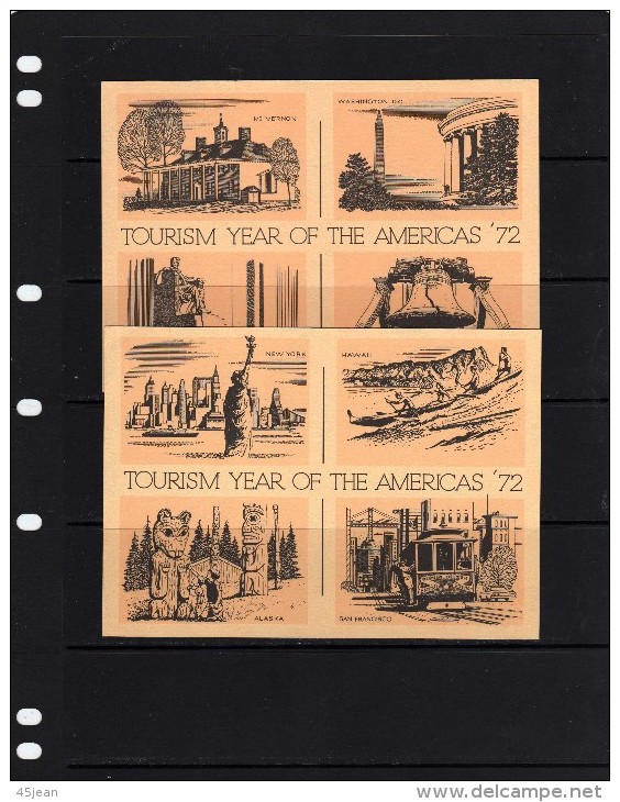 U.S.A: 1972 Petit Lot De 5 Entiers Cartes Neufs Année Du Tourisme Timbres Repiquage Et Illustration Sites Touristiques - 1941-60