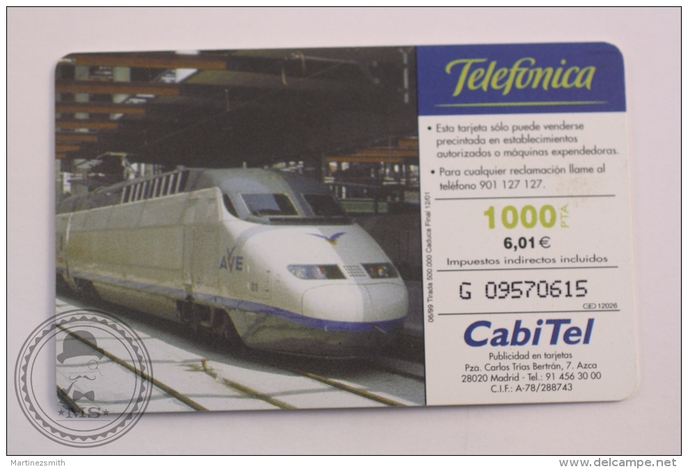 Phone Card Telefonica/ Cabitel Spain - Train, Railway Engine/ Locomotive AVE - Spanish High Speed - Trenes