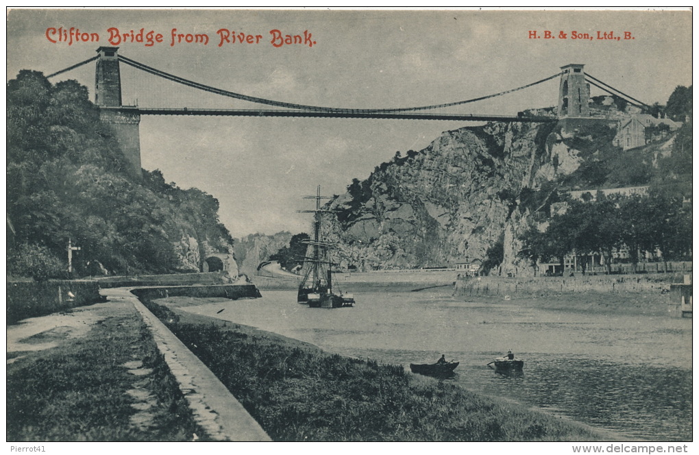 ROYAUME UNI - ENGLAND - CLIFTON BRIDGE FROM RIVER BANK - Bristol
