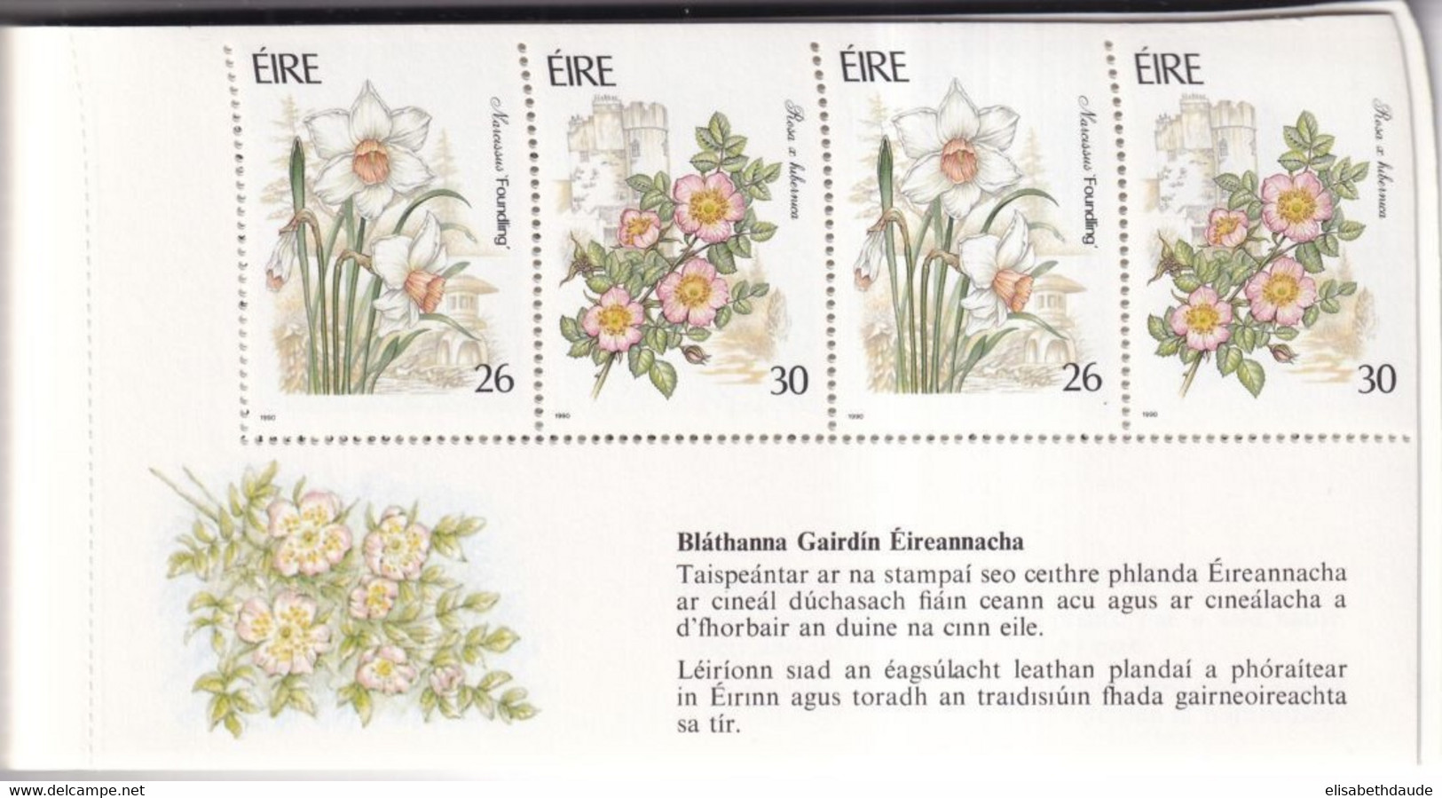 IRLANDE - 1990 - CARNET SERIE FLEURS "IRISH GARDEN FLOWERS" YVERT C732 - Markenheftchen