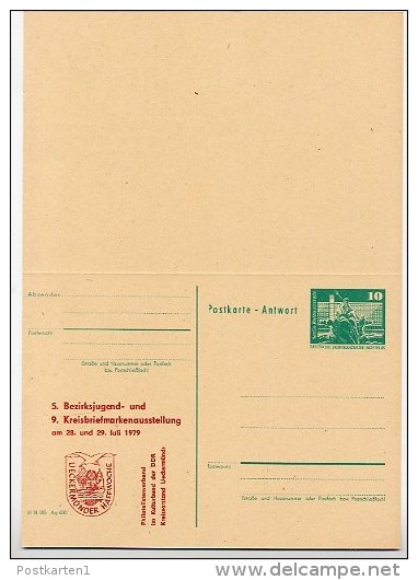 DDR P81-1b-79 C5-b  Postkarte Mit Antwort PRIVATER ZUDRUCK Haffwoche Ueckermünde 1979 - Privatpostkarten - Ungebraucht