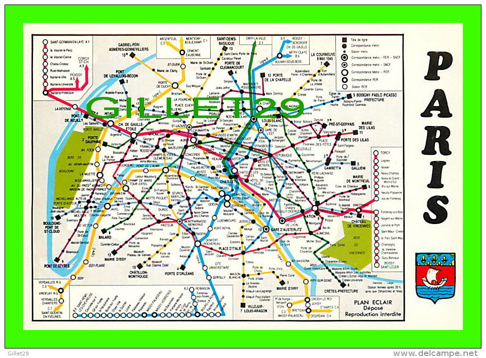 CARTES GÉOGRAPHIQUES - LE PLAN DU METROPOLITAIN D'APRÈS LE PLAN-ECLAIR DE A. LECONTE - - Cartes Géographiques