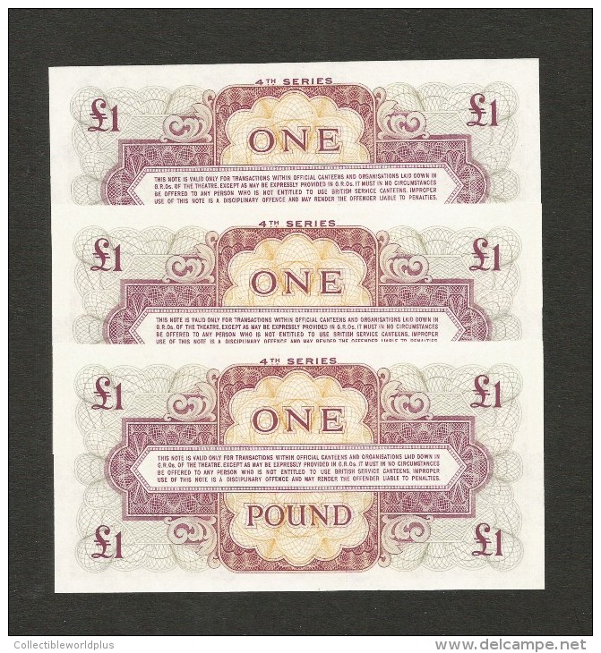 British Armed Forces 4th Edition 3 X 1 Pound Banknote Serial Number UNC 1962 - British Troepen & Speciale Documenten